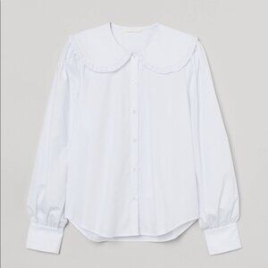 White Peter Pan Collar Button Up Shirt Medium